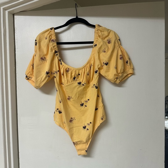 Free People Play Date Floral Print Stretch Cotton Bodysuit - Picture 2 of 7